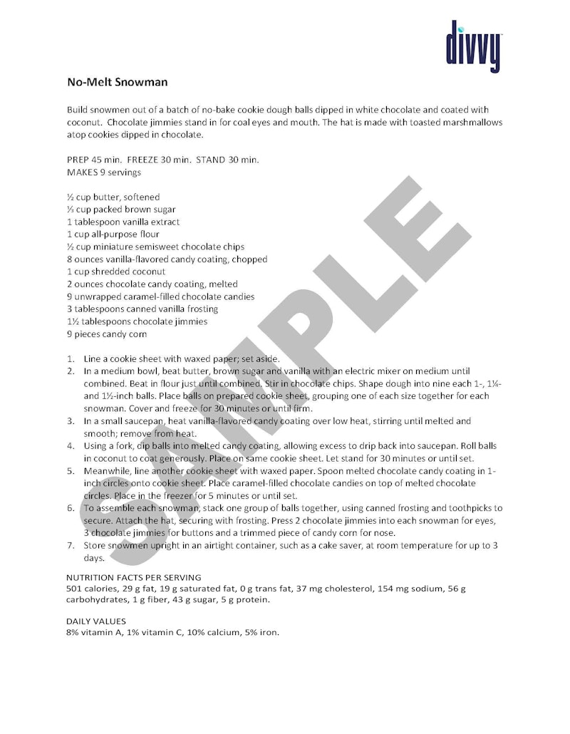 Sample Recipe Divvy